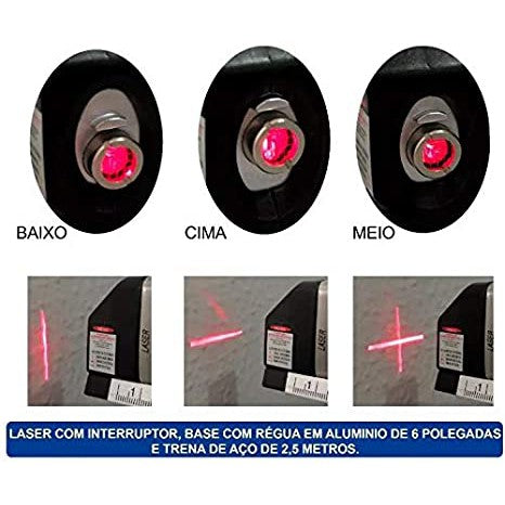 Nível a Laser 3 Linhas e Trena Régua Nivelador Profissional