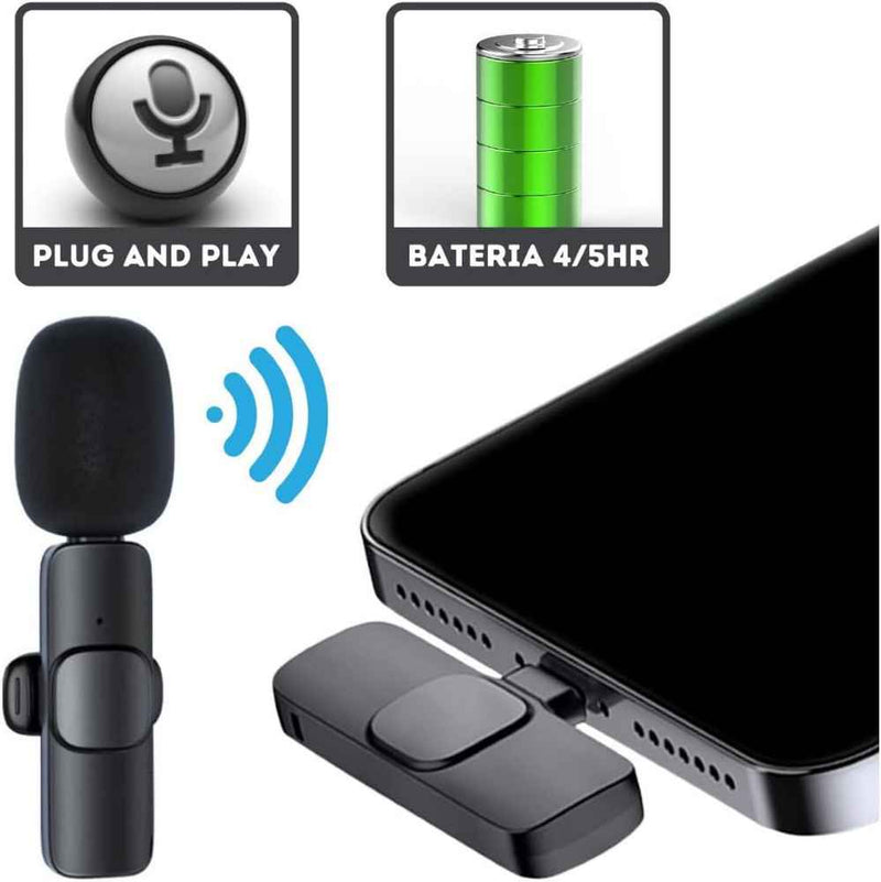 Microfone Lapela Wireless Sem Fio Para IOS Lightning