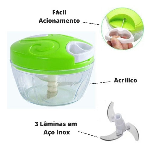 Mini Processador Alimentos Manual 3 Lâminas Triturador