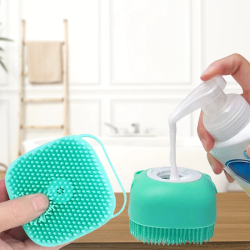 Esponja Silicone P/ Banho Massageador C/ Dispenser