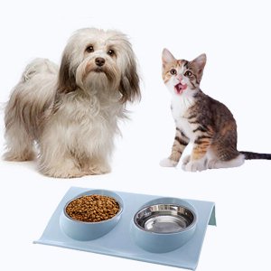 Comedouro Duplo Para Pet Gatos e Cães Pequenos