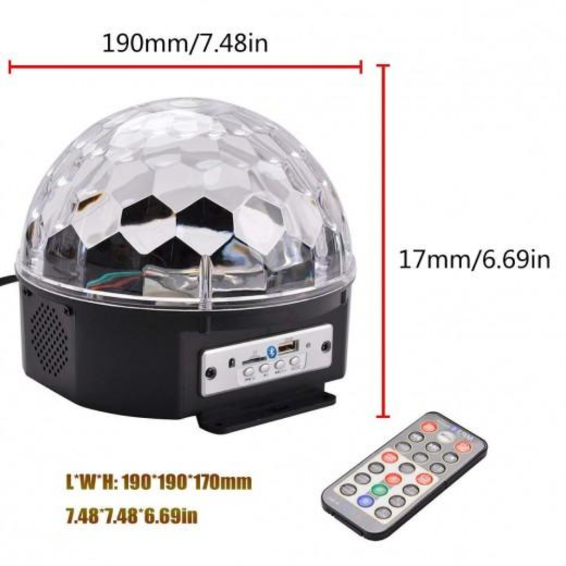 Globo Bola Maluca Led Magic Cristal Rgb Bt Som MP3 Pen Drive