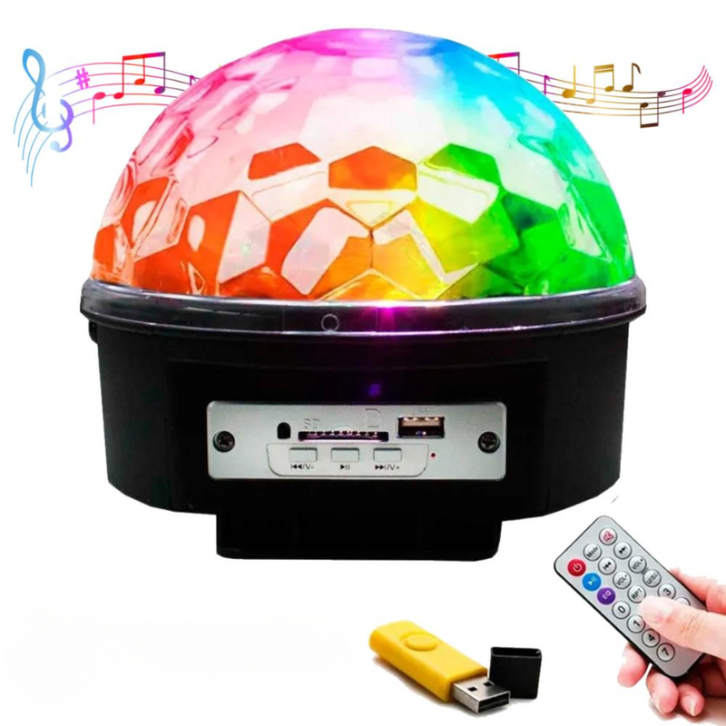 Globo Bola Maluca Led Magic Cristal Rgb Bt Som MP3 Pen Drive