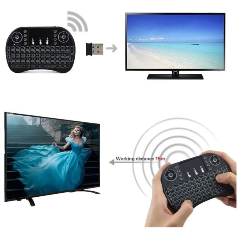 Mini Teclado Wireless Touch Pad Pc Android Tv Smart Com Led