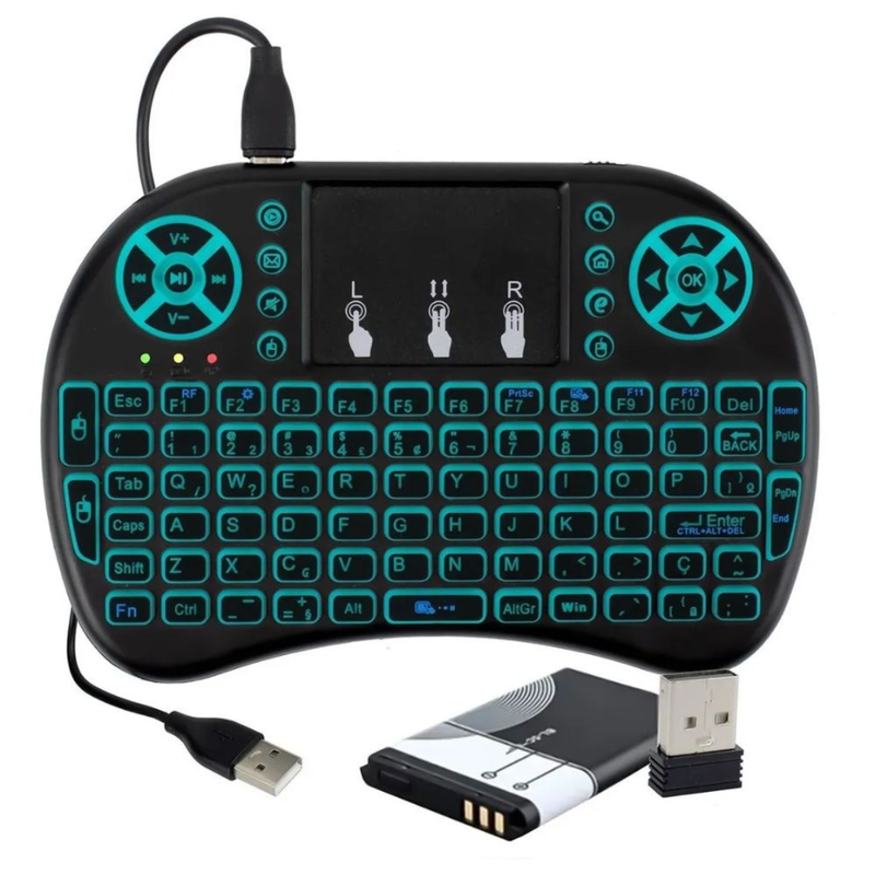 Mini Teclado Wireless Touch Pad Pc Android Tv Smart Com Led