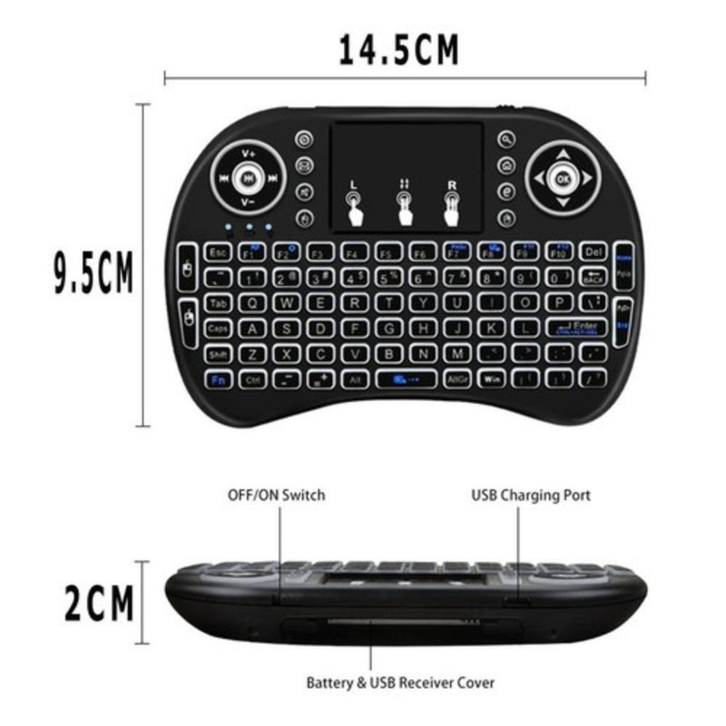 Mini Teclado Wireless Touch Pad Pc Android Tv Smart Com Led