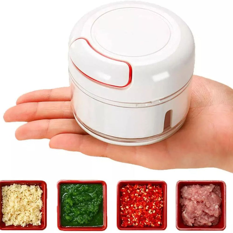 Mini Multiprocessador Triturador Manual 2 Lâminas Inox Alho