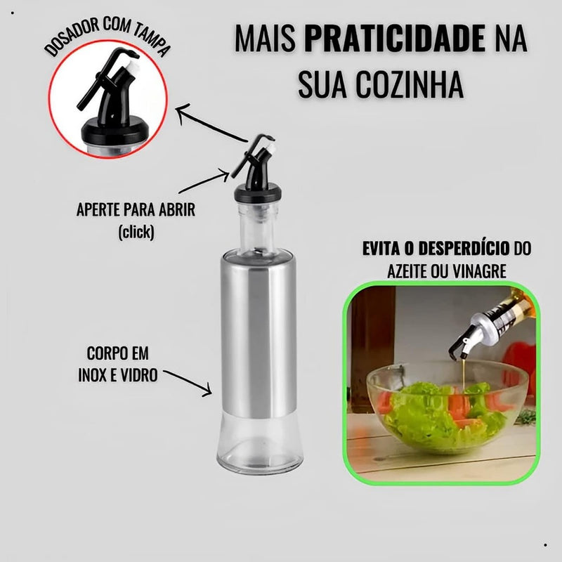 Porta Azeite Vinagre Óleo Molho Aço Inox Dosador Galheteiro