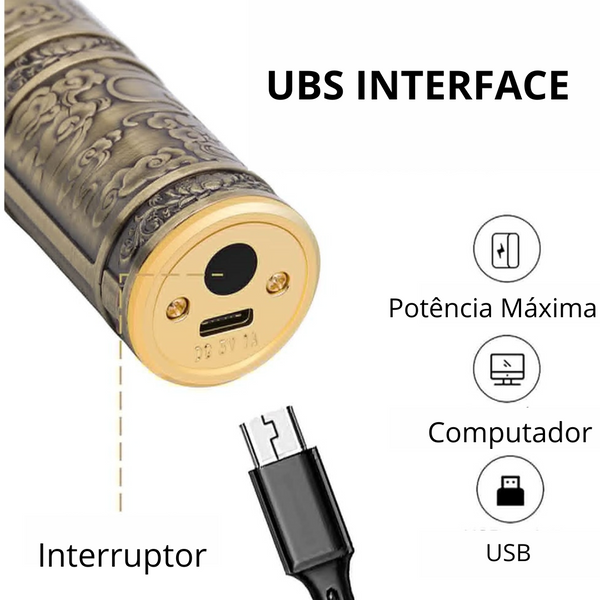 Máquina de Barbear e Cortar Cabelo Profissional Usb