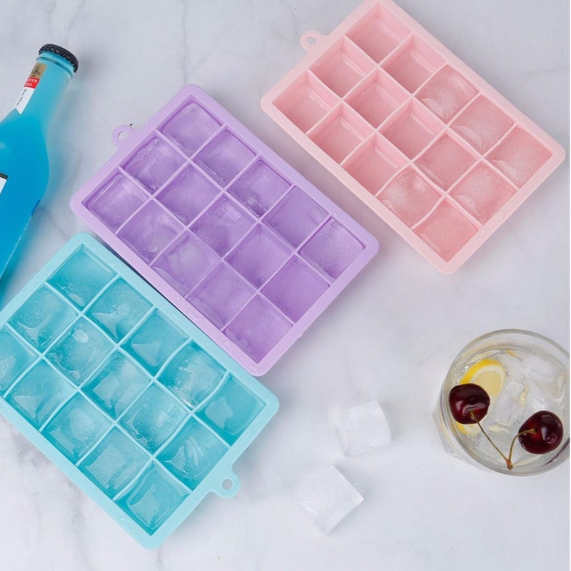 Forma De Gelo Grande Silicone 15 Cubos Papinha e Drink