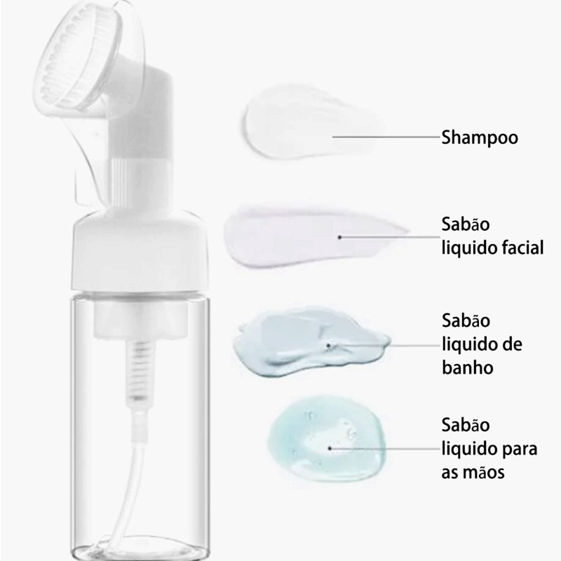 Frasco Pump Espumador Com Escova De Silicone 100ML