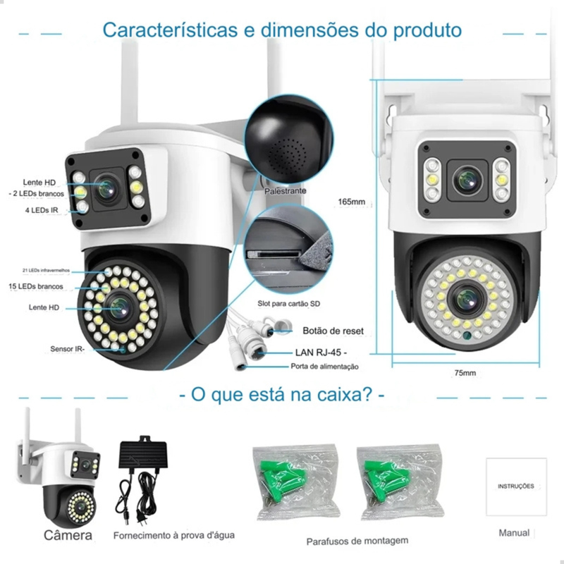 Câmera IP Externa Wifi Dupla 2 Em 1 Visão Noturna Yoosee