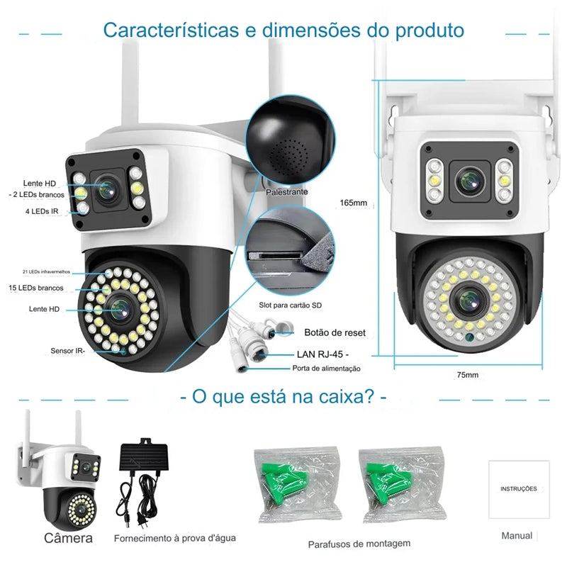 Câmera IP Externa Wifi Dupla 2 Em 1 Visão Noturna Yoosee