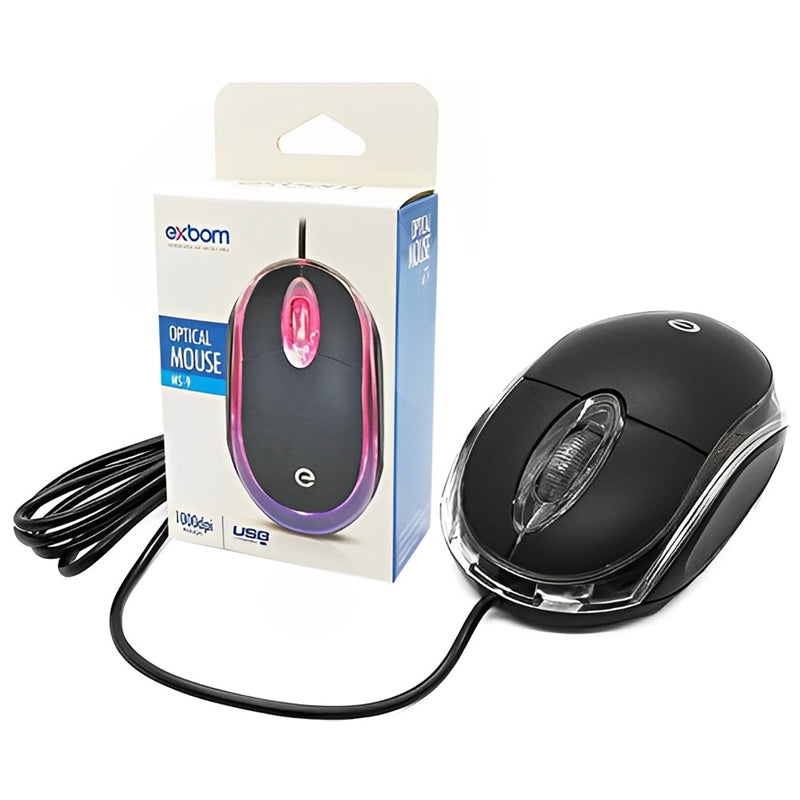 Mouse Com Fio MS-9 Com LED Vermelho