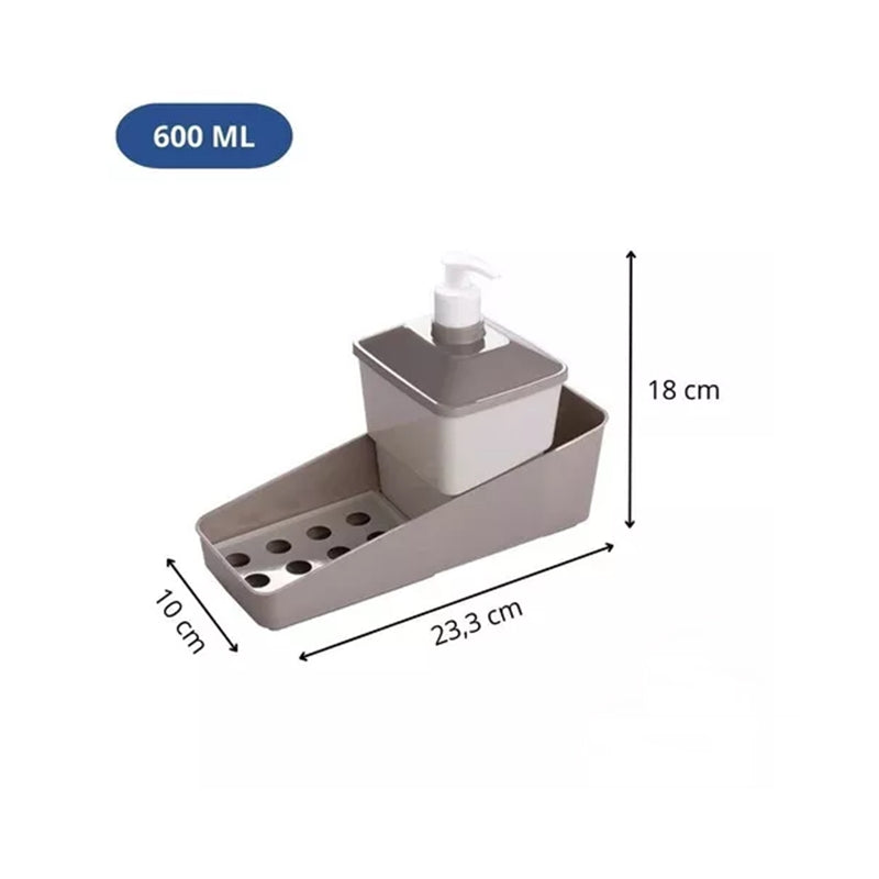 Conjunto Dispenser Porta Detergente Esponja e Porta Sabão