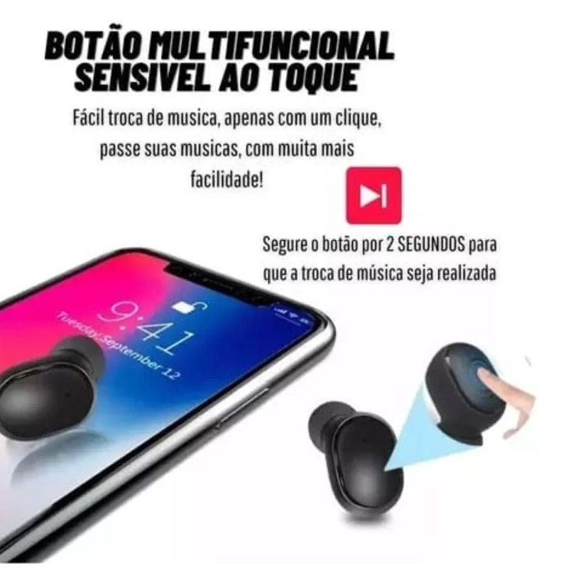 Fone de Ouvido Sem Fio TWS Bluetooth 5.0 - Cor Preto