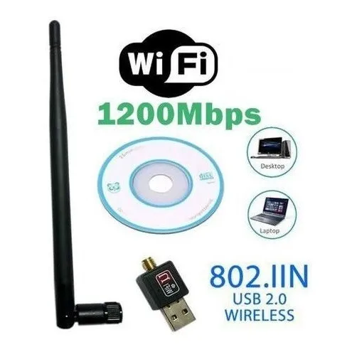 Antena Wifi Adaptador Wireless Usb 1200mbps Até 150m 802.iin