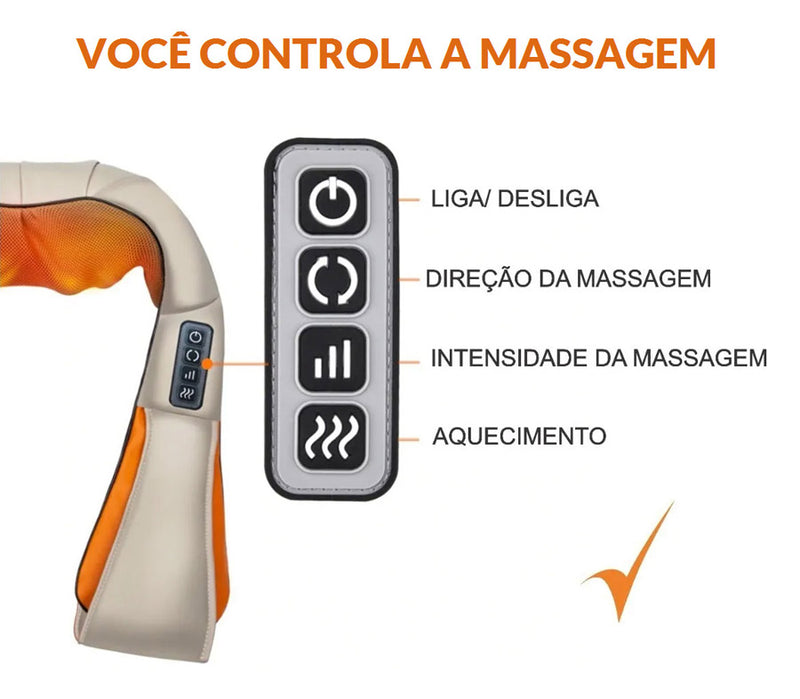 Aparelho Colete Massageador Pescoço Shiatsu Pulso Elétrico com Infravermelho