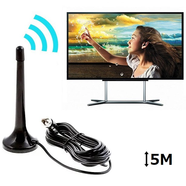 Antena Digital Tv Interna Amplificada Hdtv 4k Hd - Cabo 5m