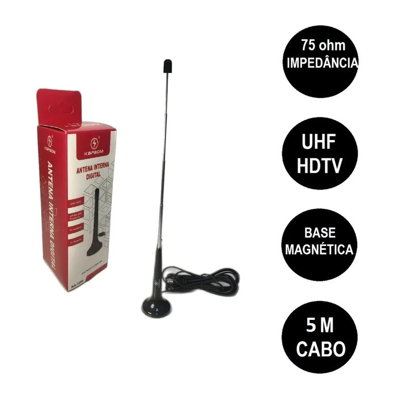 Antena Digital Tv Interna Amplificada Hdtv 4k Hd - Cabo 5m