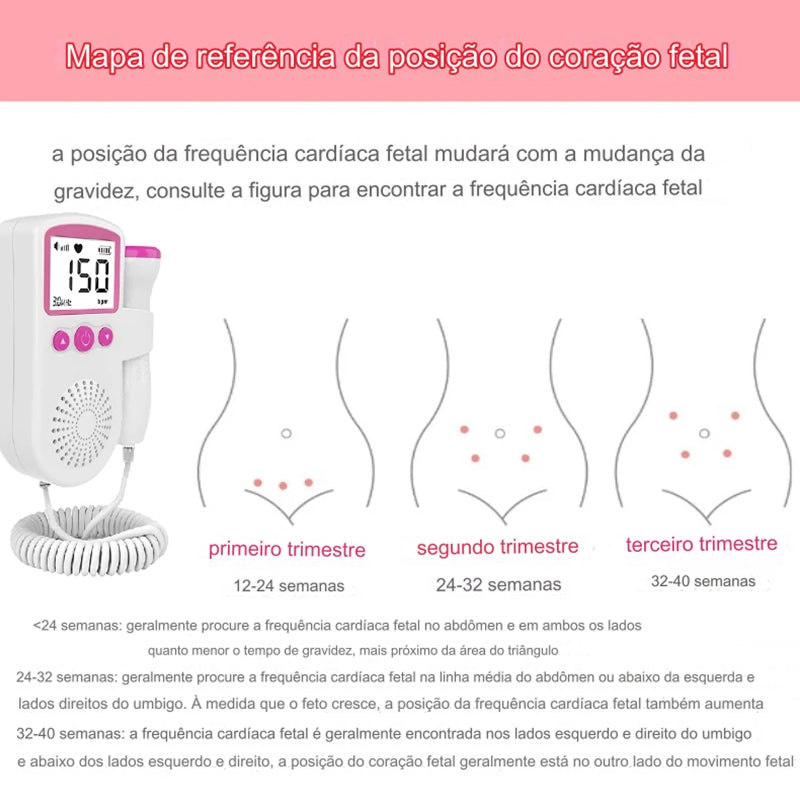 Monitor Fetal Doppler Aparelho Para Ouvir Coração